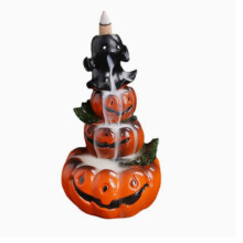 Bruciatore di incenso per reflusso a forma di zucca di Halloween in resina, bruciatore per aromaterapia per reflusso