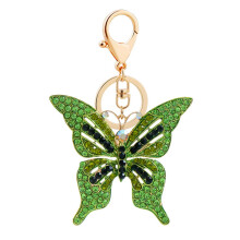 Llavero con colgante de mariposa de aleación hueca con diamantes de la serie Fashion Color Diamond.