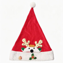 Cappello di Natale, velluto dorato, pelliccia corta, bocca in velluto, riunione di famiglia, articoli per le feste