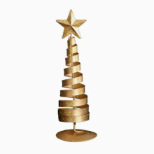 Ornamento per albero di Natale in ferro battuto dorato, stella a cinque punte, luce natalizia, ornamento da scrivania di lusso