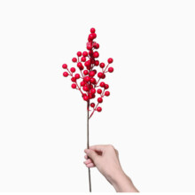 Simulazione di decorazione natalizia, bacche rosse, agrifoglio, frutti ricchi, frutti rossi, tronco dell'albero di Natale, fiore