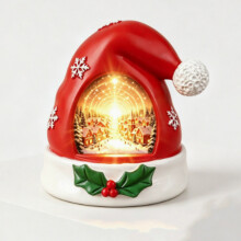 Gorro de elfo navideño brillante, adorno de resina para decoración de escritorio.
