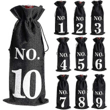 10pcs Burlap Drawstring Sleeves for Wine Bottles Blind Tasting Bags