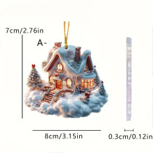 Casa di Natale in acrilico, regalo invernale, ciondolo decorativo in acrilico, portachiavi per auto.