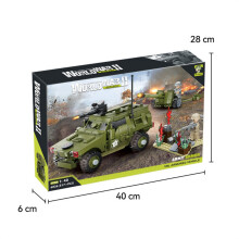 Kerstcadeau: kleine ornamenten in de vorm van een militair terreinvoertuig, educatieve bouwblokken voor kinderen, insteekbare spee