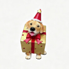 Adorno navideño de perro, lindo Golden Retriever, manualidades de resina, decoración creativa para el escritorio con ambiente