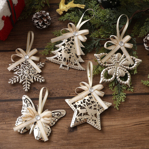 Christmas tree decoration pendant creative tinplate pentagram snowflake pendant 1