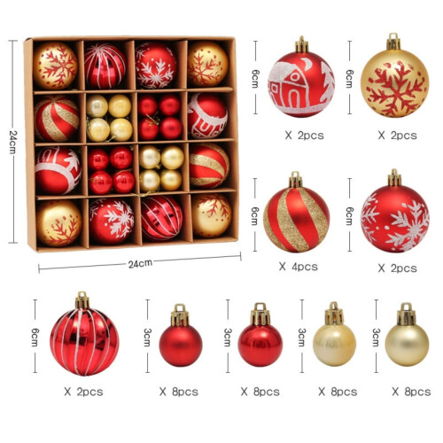 42 Sets bemalter Weihnachtskugeln in Geschenkboxen, 3 cm/6 cm große Christbaumkugeln 2