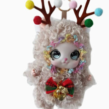 Llavero colgante de bolso de peluche navideño para niñas, lindo muñeco navideño