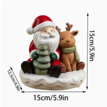 Weihnachtsmann-Hirsch-Kombinationsfigur aus Kunstharz, doppelseitige Tischdekoration, Weihnachtsdekoration