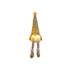 Bambola di Natale senza volto, glitterata, con gamba luminosa, da appendere.