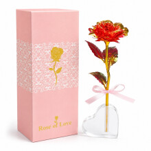 Rosa in lamina d'oro, fiore singolo, rosa artificiale dorata, Natale, San Valentino, Festa della mamma, Festa degli insegnanti