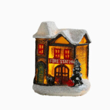 Mini casa natalizia luminosa e colorata, decorazione per vetrina in stile europeo, regalo di Natale in resina.