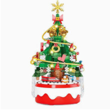 Blocchi da costruzione natalizi, carillon a forma di albero di Natale, carillon girevole, giocattoli da assemblare per bambine, pu