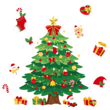 Decorazioni natalizie 2026 Adesivi statici per vetrine Adesivi per porte in vetro Decorazione di scene Babbo Natale Albero