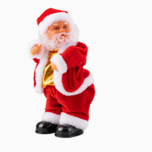 Statuetta di Babbo Natale danzante con gilet dorato da 10,83 pollici, ornamento da scrivania con musica elettrica, tema natalizio
