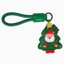 Kožený přívěsek Santa Claus Keychain roztomilý kreslený nádherný kožený přívěsek na tašku