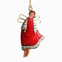 Colgante navideño de ángel de hierro para niña, decoración para el árbol de Navidad