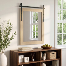 HOMCOM Farmhouse Rectangle Mirror, 86.5 x 61 cm, White Oak