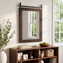 HOMCOM Farmhouse Rectangle Mirror, 86.5 x 61 cm, Dark Brown