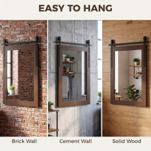 HOMCOM Farmhouse Rectangle Mirror, 110 x 66 cm, Dark Brown