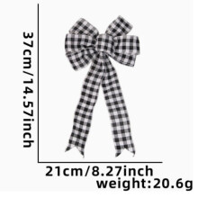 Weihnachtsschleife aus kariertem Polyester, große Schleife, Weihnachtsgeschenk, Weihnachtsbaumschmuck