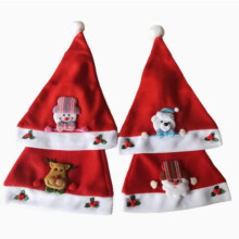 Leuchtende Weihnachtsmütze mit Cartoon-Motiv, Weihnachtsmütze mit Cartoon-Motiv, Weihnachtsmütze aus Vliesstoff