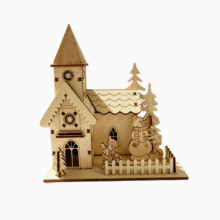 Iglesia de Navidad Casa de madera luminosa Casa de Navidad Regalo hecho a mano Decoración de escritorio navideña