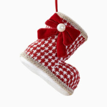 Colgante de botas navideñas con rejilla de mariposas para decoración creativa del árbol de Navidad