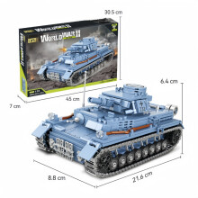 Kerstcadeau, teambuildingcadeau met militair thema, tankmodel nr. 4 met kleine bouwblokjes.