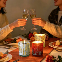 Portavelas de cristal, ambiente romántico y creativo, mesa romántica, aromaterapia, cena a la luz de las velas, regalo navide