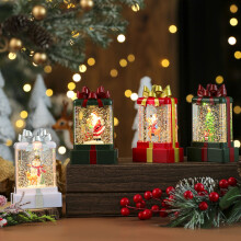 Inyección de agua, nieve flotante, paquete de regalo brillante, pequeña luz nocturna, decoración con luz de vela, pequeño reg