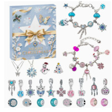 Weihnachtliches DIY-Armband, Überraschungsbox, Mädchen-Schmuck aus roségoldenen Perlen, 31-teiliger Adventskalender, Geschenk