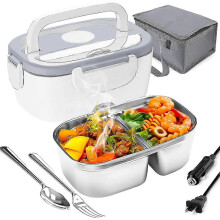 Elektryczny lunchbox 3 w 1 Elektryczny lunchbox, lunchbox Lunchbox ze stali nierdzewnej biały