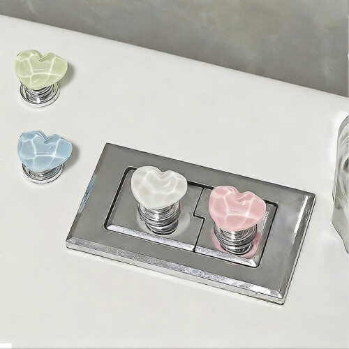 Heart Shape Toilet Push Button For Long Nails - Easy Sticker Press Adhesive E0G6 2