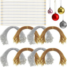 20 cm langer Anhänger mit Kugelkopfmotiv aus gold- und silberfarbenem Draht, Weihnachtsschmuck, Aufhängeseil