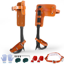 Boomklimspikes, set van 2, roestvrij staal en leer, verstelbare hoogte 40-45 cm, voor fruitplukken en bosbouw