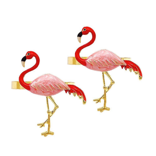 Flamingos Napkin Circle Alloy for Decor 2Pcs Pink Alloy Material