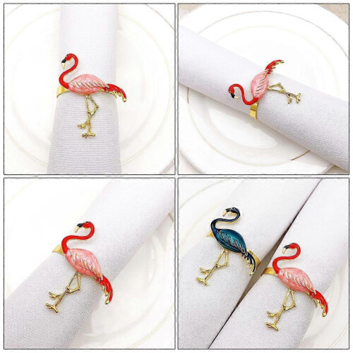 Flamingos Napkin Circle Alloy for Decor 2Pcs Pink Alloy Material 2