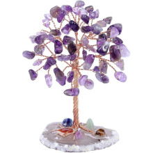 Mini-Kristallbaum, Heilkristall-Trommelstein, Lebensbaum, Feng-Shui-Baum, Edelsteine, Achat-Geldbaum-Figuren, Ornament (Ameth