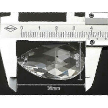 (Paquete de 24) Colgante de cristal en forma de lágrima de 38 mm, prisma de cristal transparente para lámpara de araña, piezas par