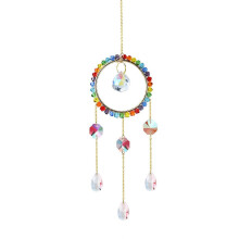 Acchiappasole in cristallo, campanelli a vento da appendere, stile giardino arcobaleno, fatti a mano, placcati in oro