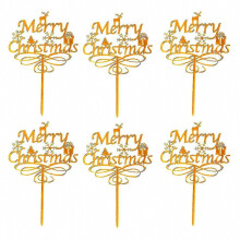 6pcs Merry Christmas Party Cake Toppers Snowflake Christmas Cake Decorations