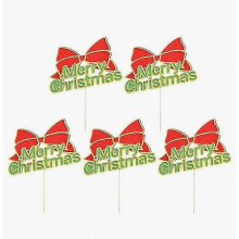 Christmas Cake Toppers Bow-Knot Decoration for 5Pcs Resin Cake Inserts