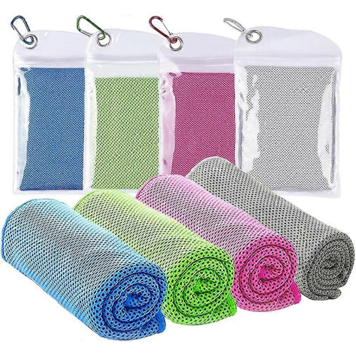 4 pcs Cooling Towel (40"x 12"), Ice Towel, Microfiber Towel, Soft Breathable