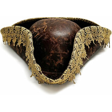 Pirate Costume Hat Vintage Colonial Tricorn Hat with Gold Trimming