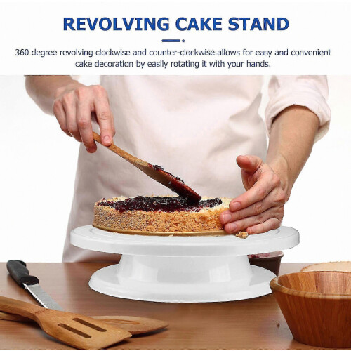 Cake Decorating Tools Set with Rotating Turntable and Scrapers for Easy Use White 1