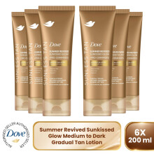Dove Summer Revived Tanning Lotion 200ml 6 Pack, Light to Medium Sunkissed Glow