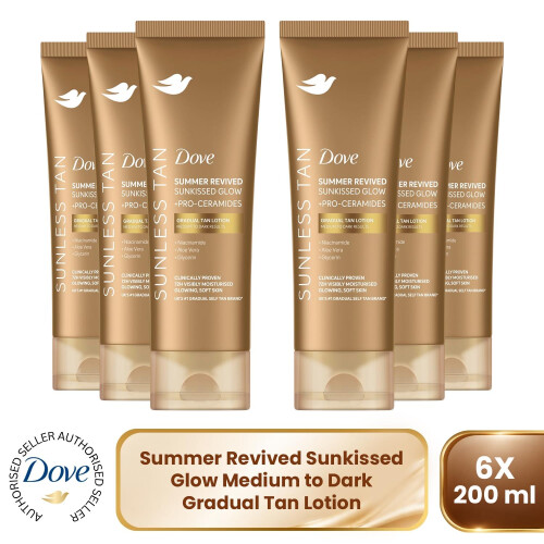 Dove Dove Summer Revived Tanning Lotion 200ml 6 Pack, Light to Medium Sunkissed Glow