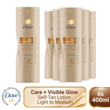Dove Visible Glow Self-Tan Lotion Nourishing Care Light to Medium Skin, 6x400ml